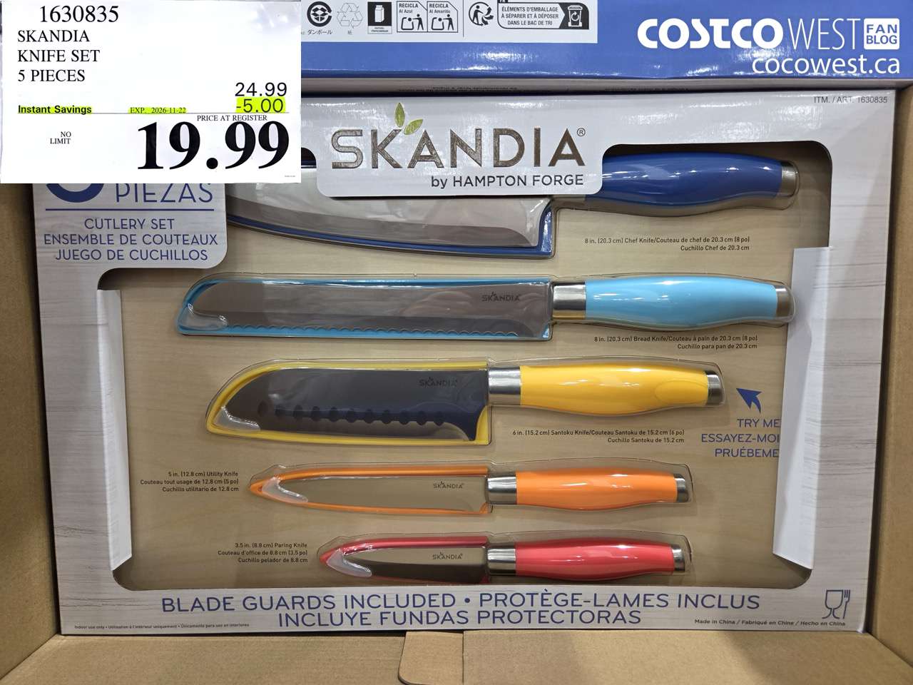 1630835 SKANDIA KNIFE SET 5 PIECES ($5.00 INSTANT SAVINGS EXPIRES ON 2026-11-22) $19.99