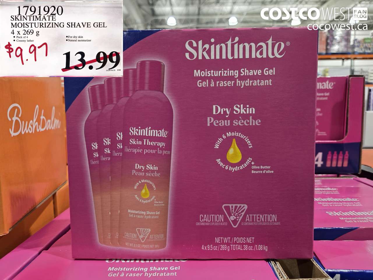 1791920 SKINTIMATE MOISTURIZING SHAVE GEL 4 X 269 G $9.97