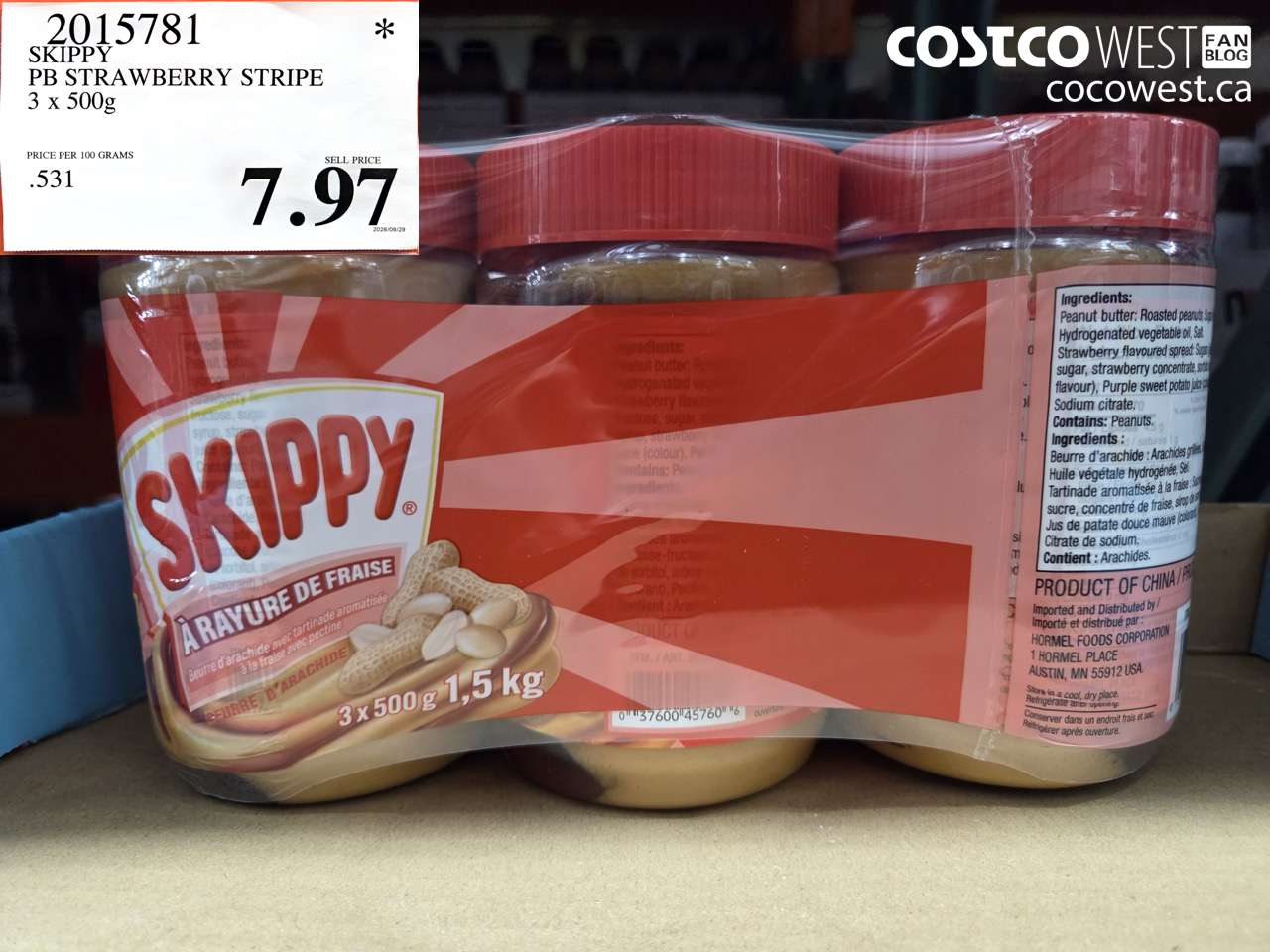 2015781 SKIPPY PB STRAWBERRY STRIPE 3 X 500G $7.97