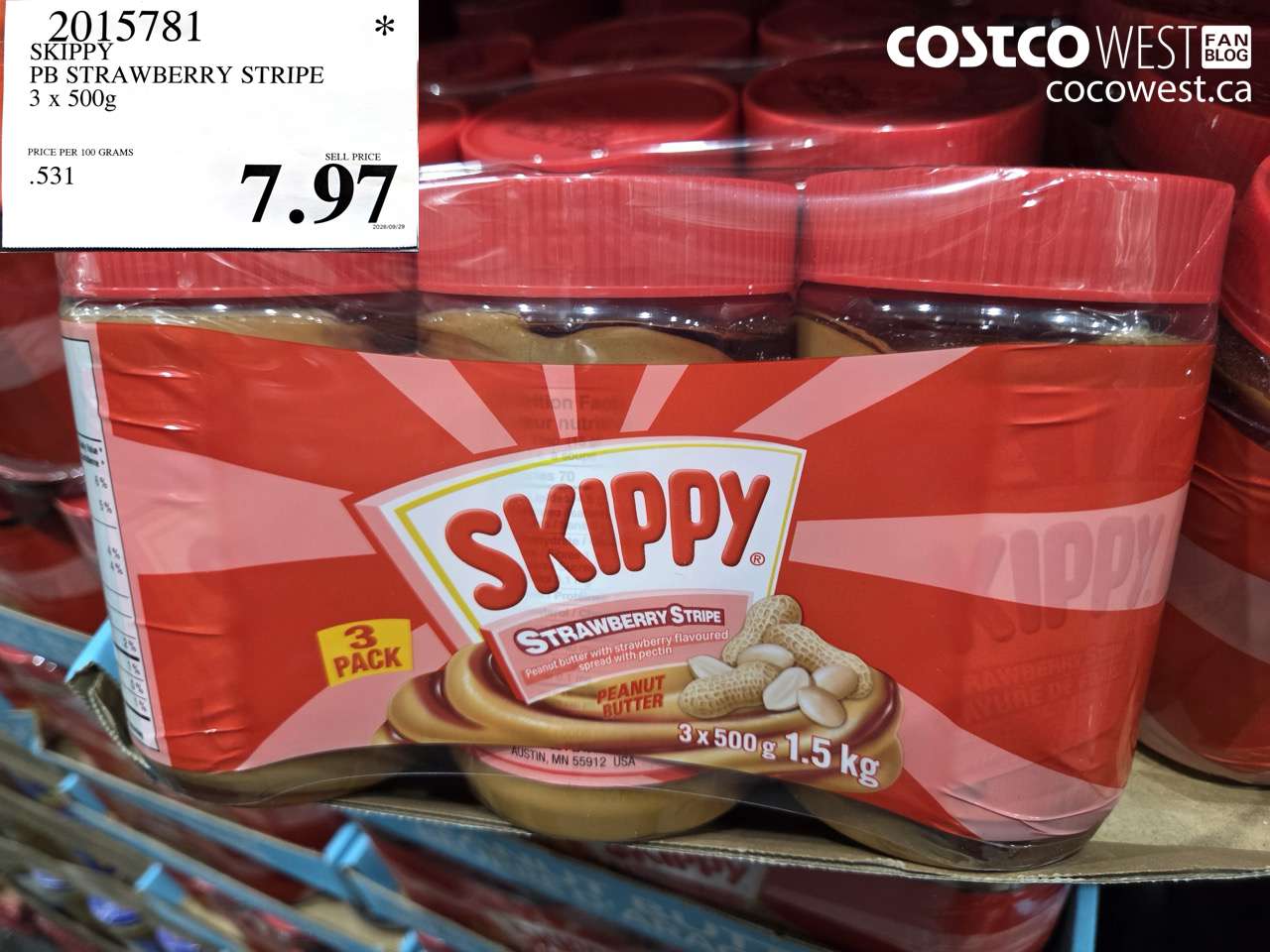2015781 SKIPPY PB STRAWBERRY STRIPE 3 X 500G $7.97