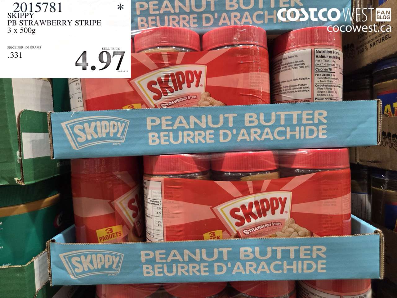 2015781 SKIPPY PB STRAWBERRY STRIPE 3 X 500G $4.97