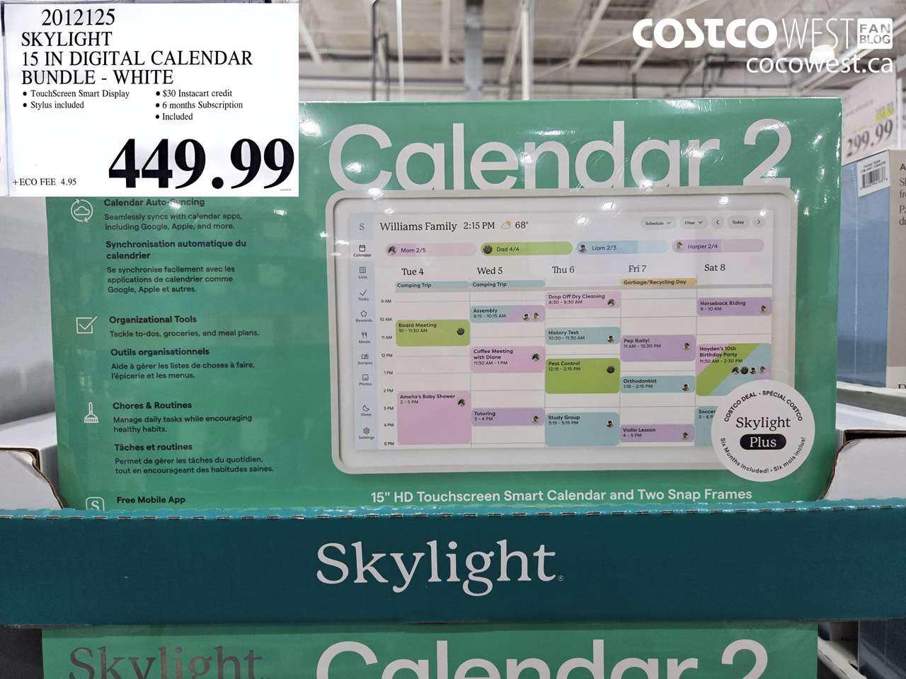 2012125 SKYLIGHT 15 IN DIGITAL CALENDAR BUNDLE - WHITE $449.99