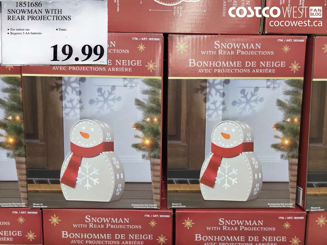 1851686 SNOWMAN WITH REAR PROJECTIONS $19.99