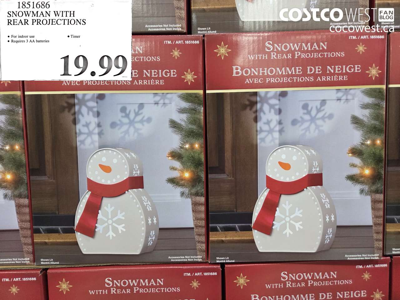 1851686 SNOWMAN WITH REAR PROJECTIONS $19.99