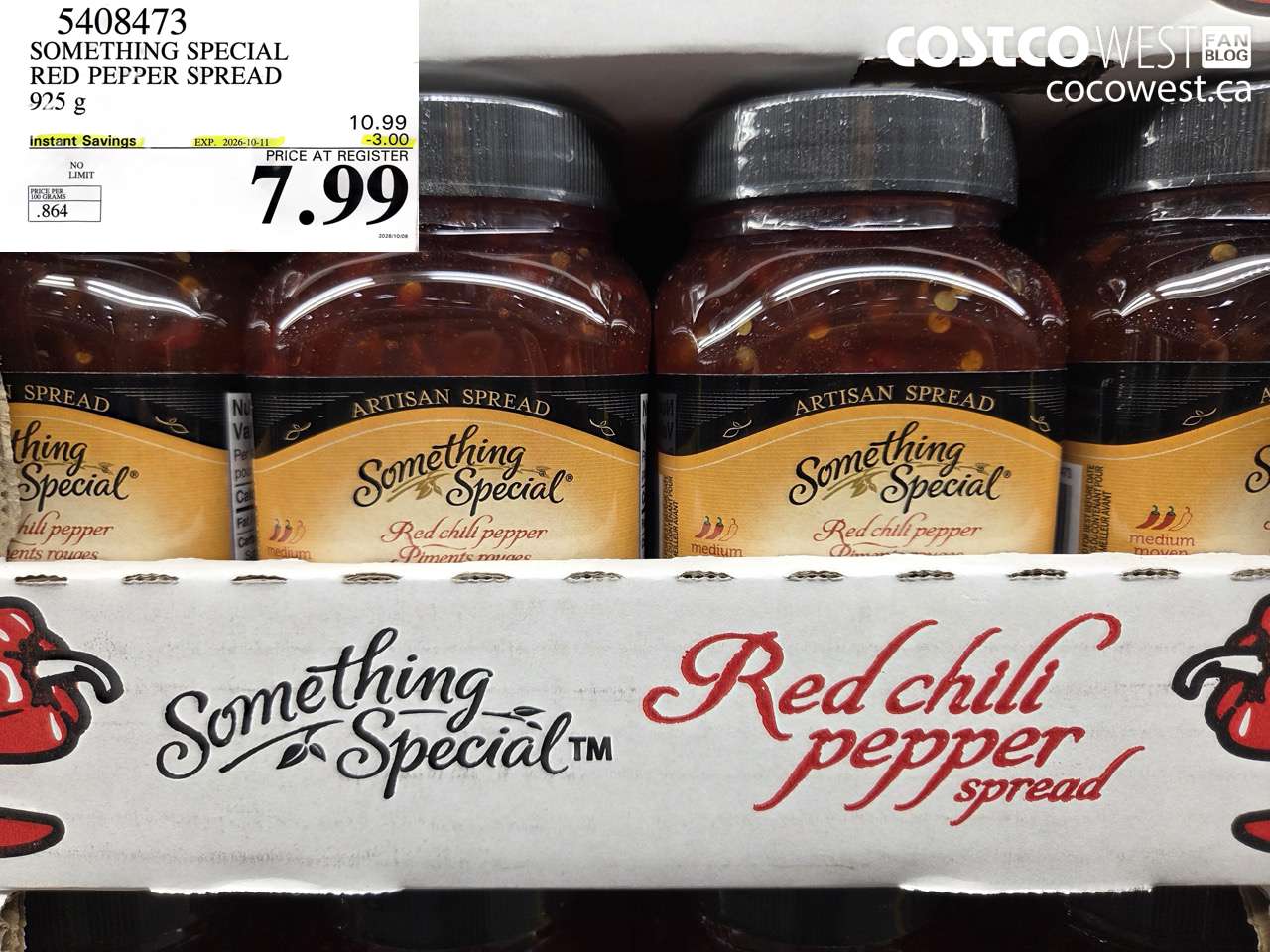 5408473 SOMETHING SPECIAL RED PEPPER SPREAD 925 G ($3.00 INSTANT SAVINGS EXPIRES ON 2026-10-11) $7.99