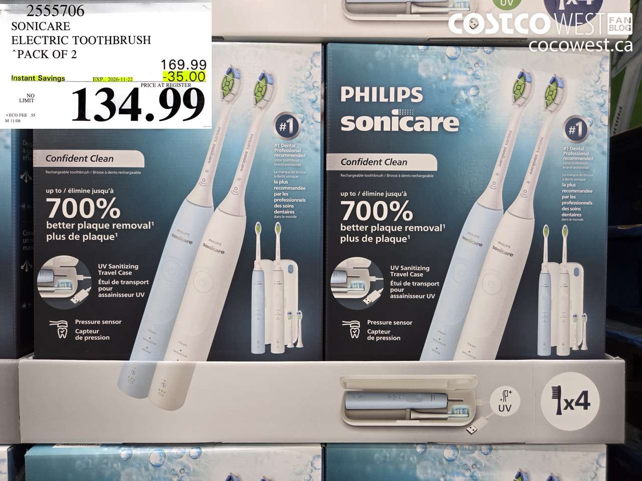 2555706 SONICARE ELECTRIC TOOTHBRUSH PACK OF 2 ($35.00 INSTANT SAVINGS EXPIRES ON 2026-11-22) $134.99