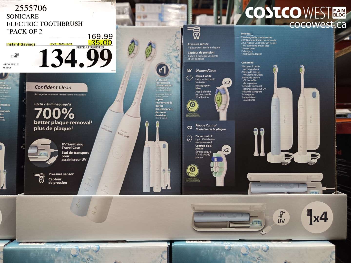 2555706 SONICARE ELECTRIC TOOTHBRUSH PACK OF 2 ($35.00 INSTANT SAVINGS EXPIRES ON 2026-11-22) $134.99