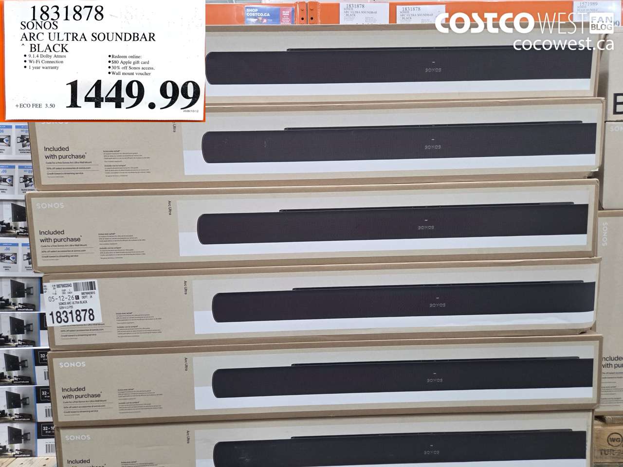1831878 SONOS ARC ULTRA SOUNDBAR BLACK $1449.99