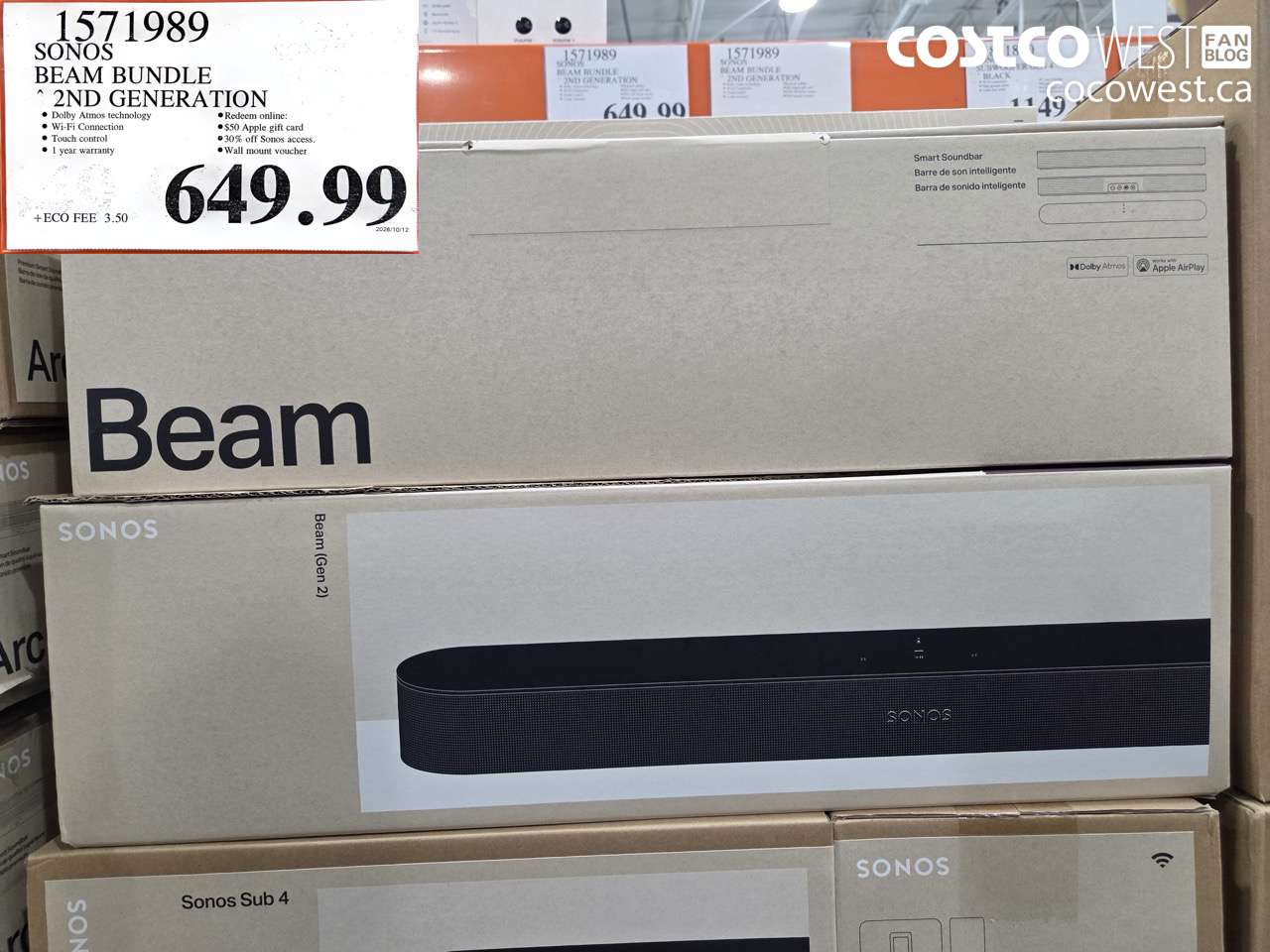 1571989 SONOS BEAM BUNDLE 2ND GENERATION $649.99