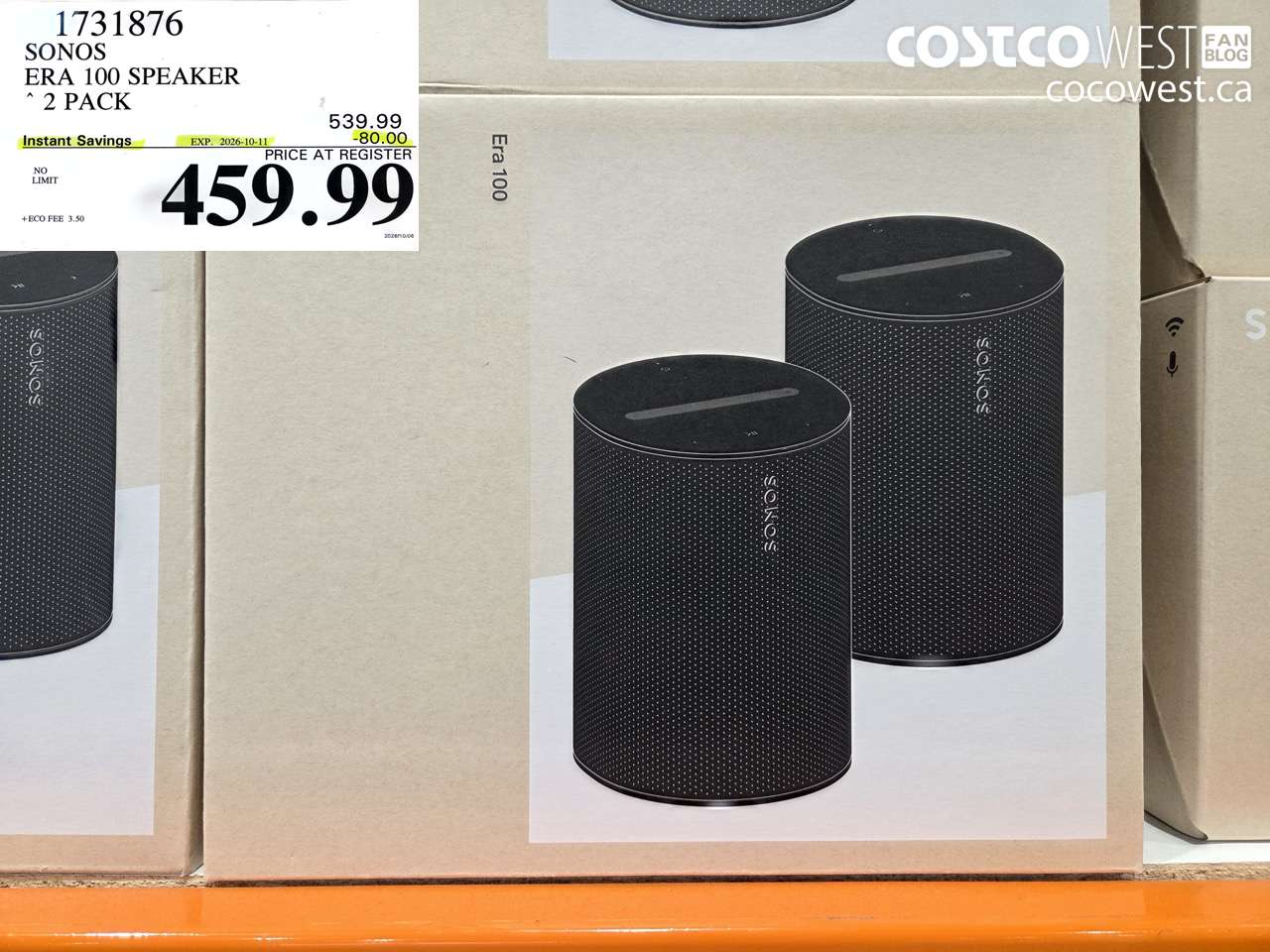 1731876 SONOS ERA 100 SPEAKER 2 PACK ($80.00 INSTANT SAVINGS EXPIRES ON 2026-10-11) $459.99