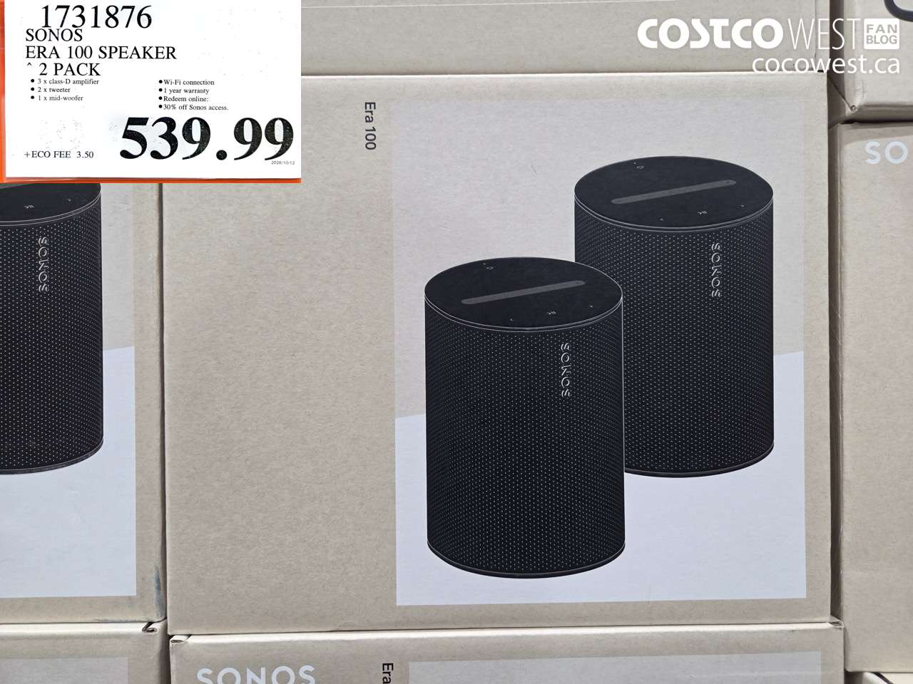 1731876 SONOS ERA 100 SPEAKER 2 PACK $539.99