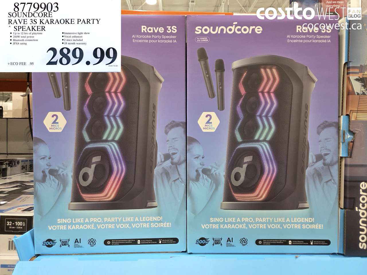 8779903 SOUNDCORE RAVE 3S KARAOKE PARTY SPEAKER $289.99