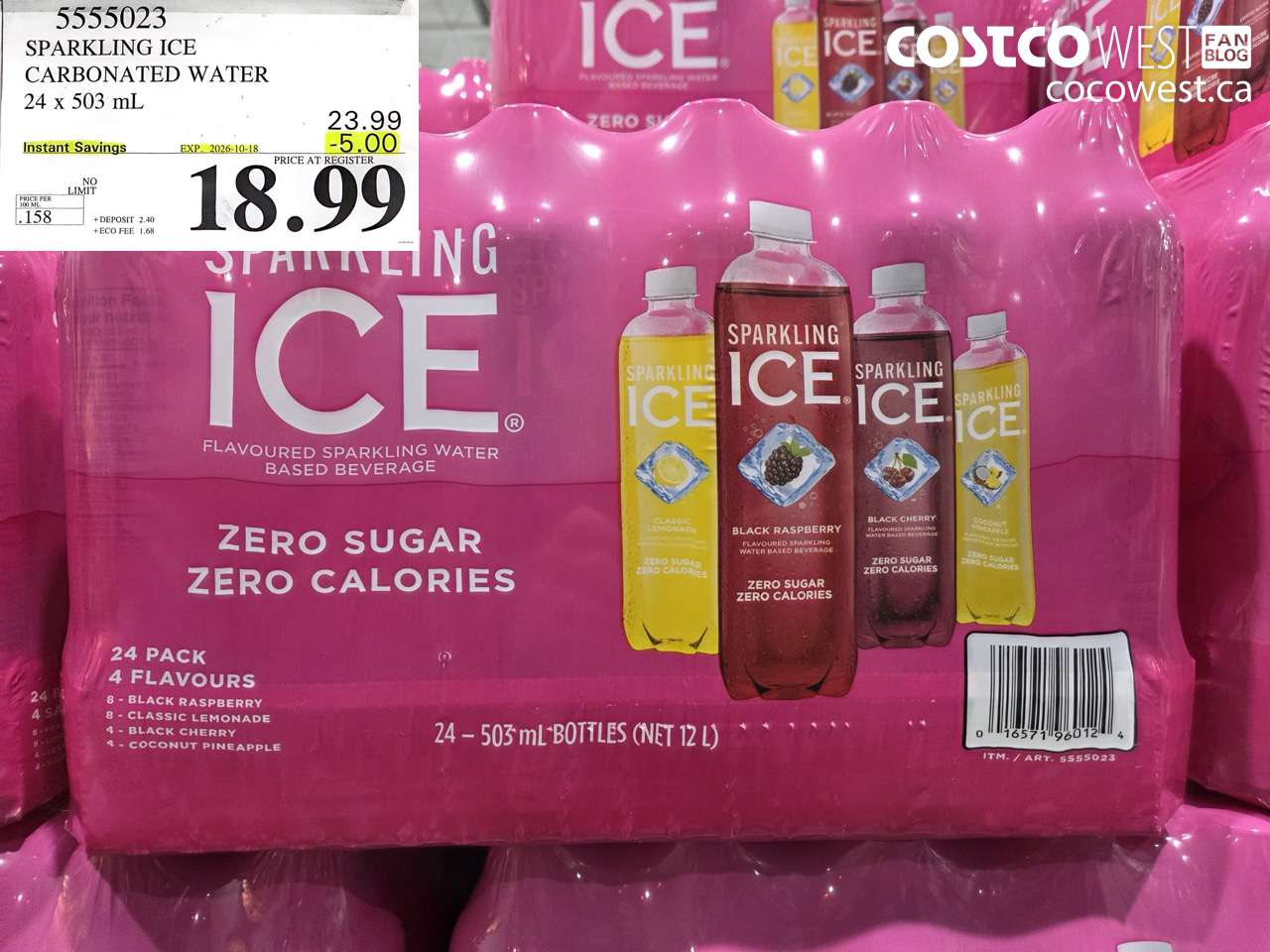 5555023 SPARKLING ICE CARBONATED WATER 24 X 503 ML ($5.00 INSTANT SAVINGS EXPIRES ON 2026-10-18) $18.99