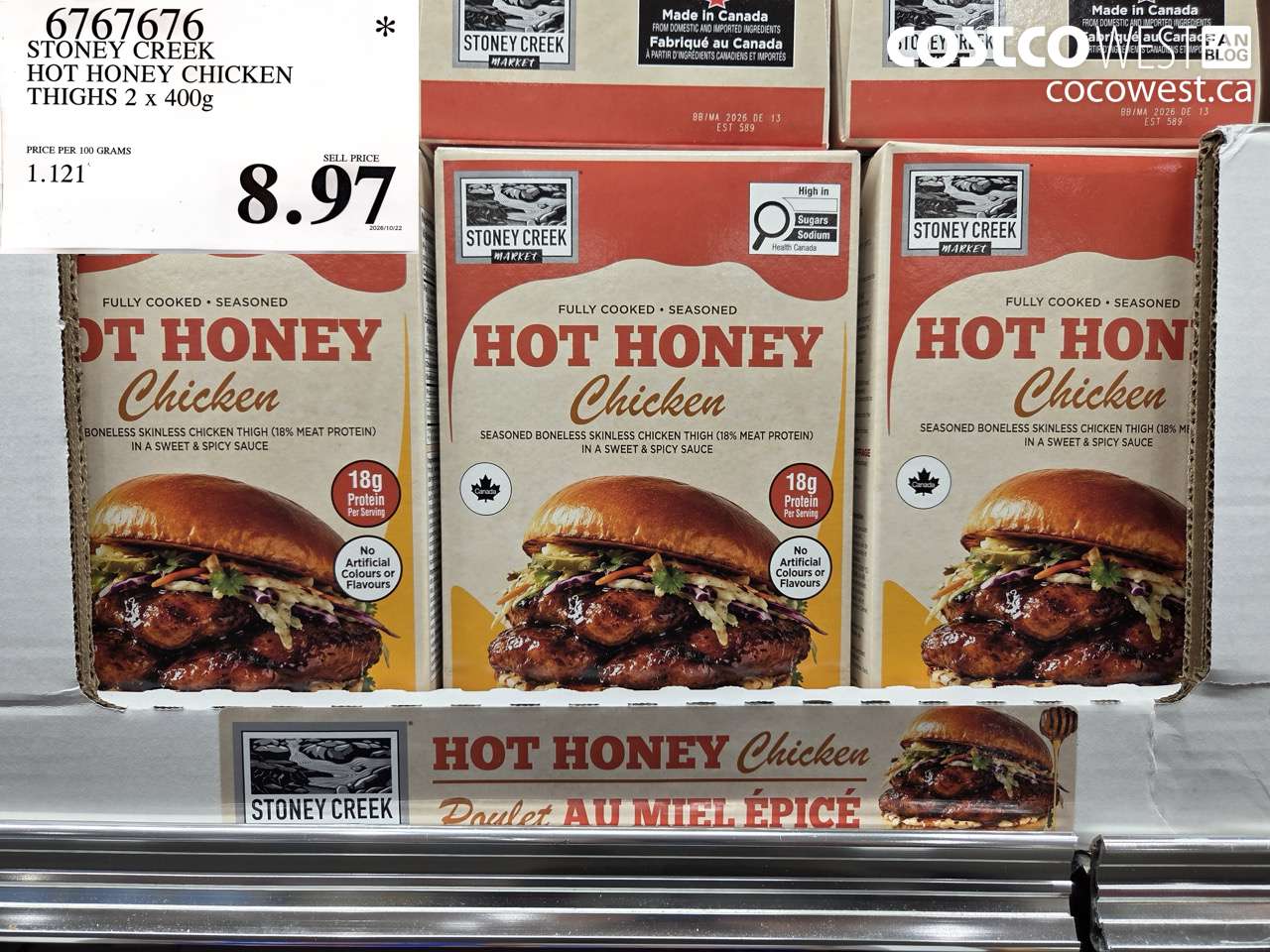 6767676 STONEY CREEK HOT HONEY CHICKEN THIGHS 2 X 400G $8.97
