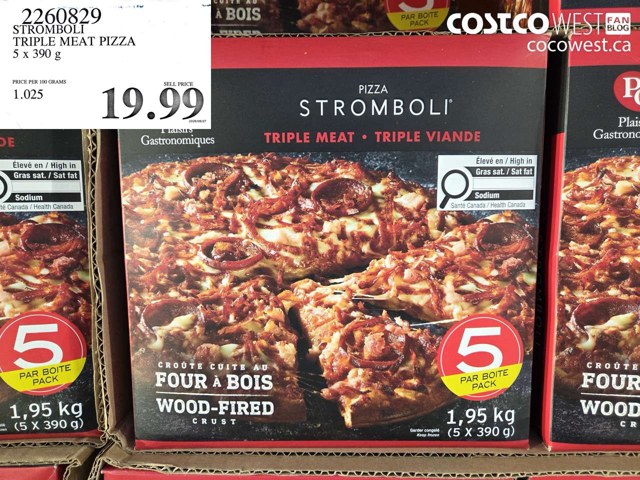 2260829 STROMBOLI TRIPLE MEAT PIZZA 5 X 390 G $19.99