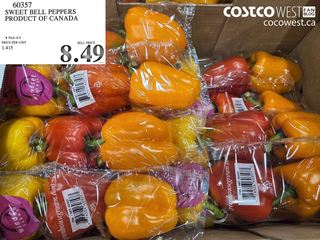 60357 SWEET BELL PEPPERS PRODUCT OF CANADA $8.49