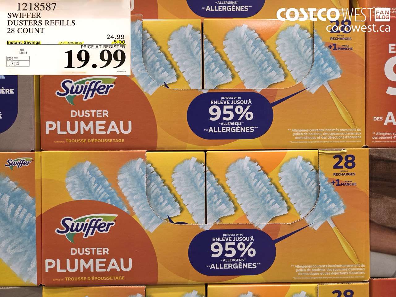 1218587 SWIFFER DUSTERS REFILLS 28 COUNT ($5.00 INSTANT SAVINGS EXPIRES ON 2026-10-25) $19.99