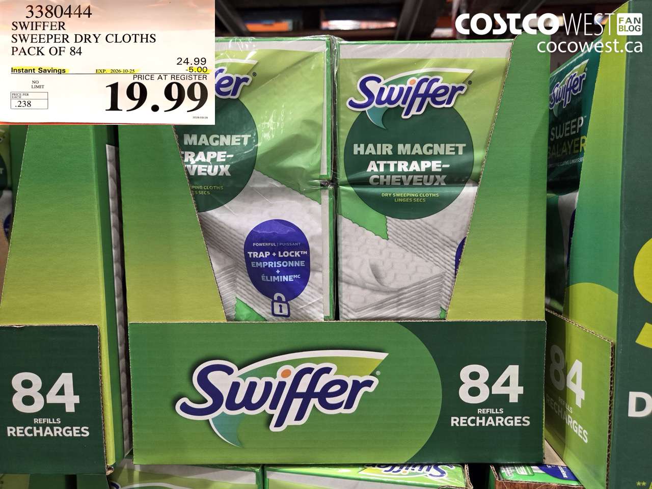 3380444 SWIFFER SWEEPER DRY CLOTHS PACK OF 84 ($5.00 INSTANT SAVINGS EXPIRES ON 2026-10-25) $19.99