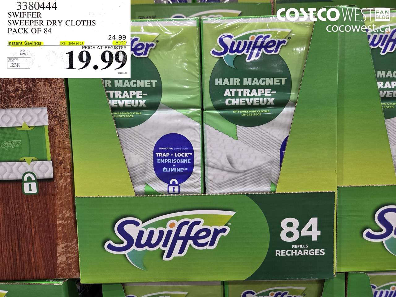 3380444 SWIFFER SWEEPER DRY CLOTHS PACK OF 84 ($5.00 INSTANT SAVINGS EXPIRES ON 2026-10-25) $19.99