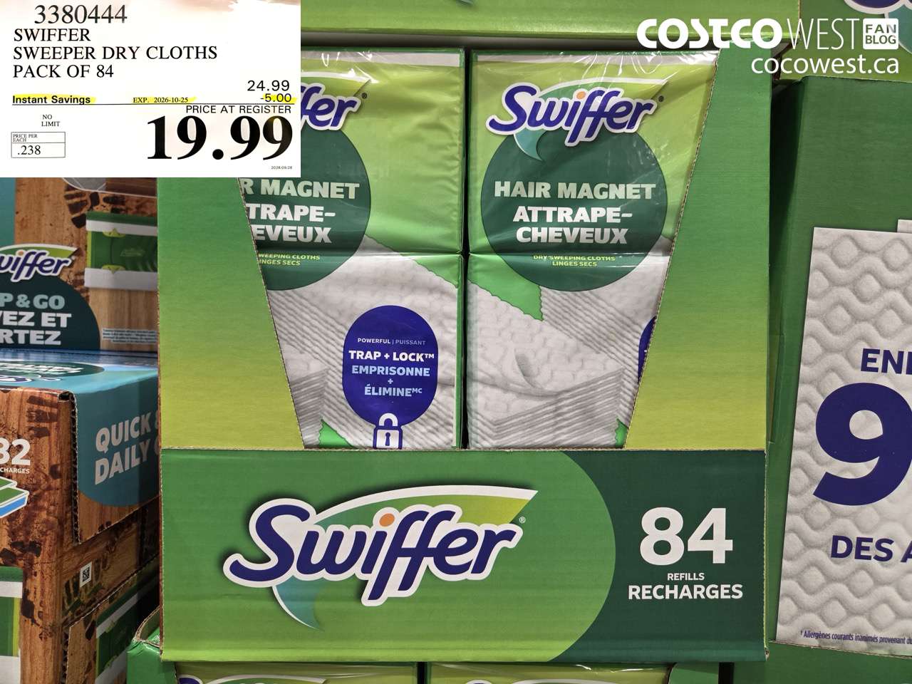 3380444 SWIFFER SWEEPER DRY CLOTHS PACK OF 84 ($5.00 INSTANT SAVINGS EXPIRES ON 2026-10-25) $19.99