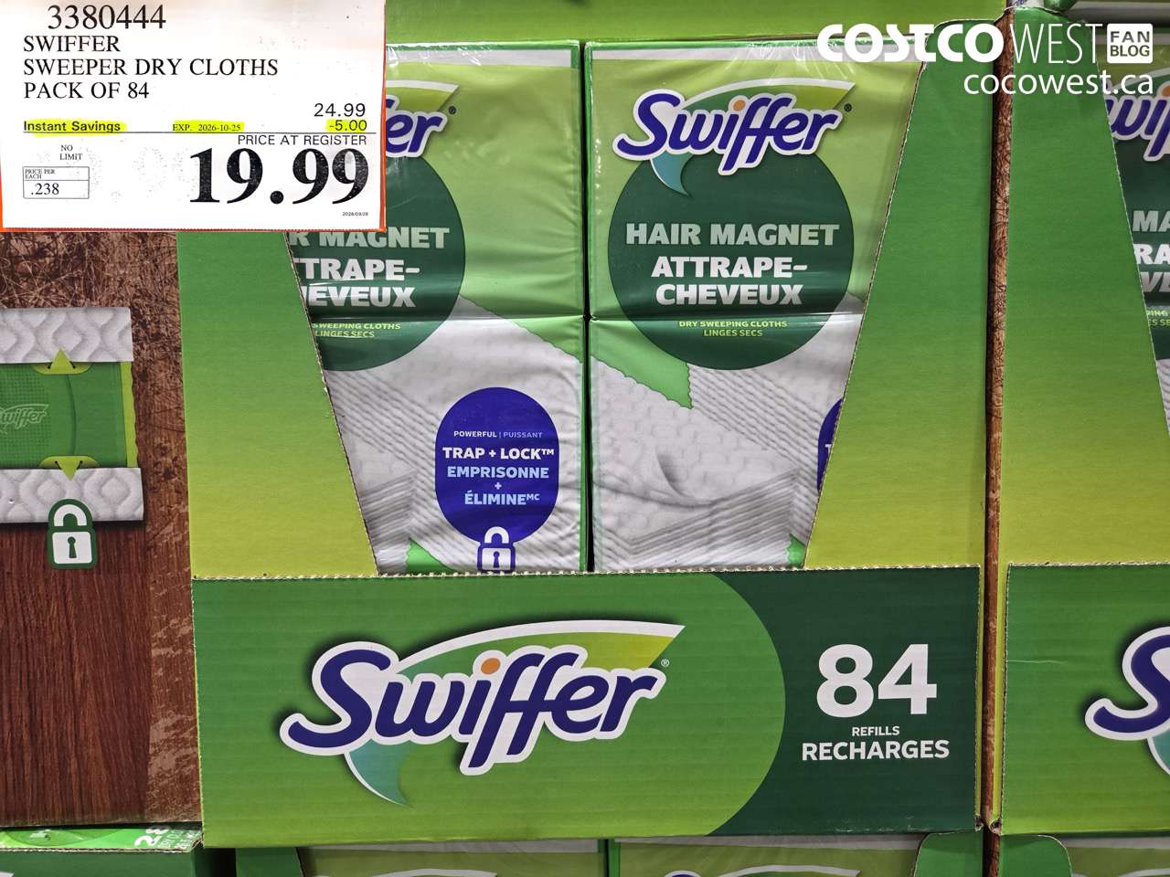 3380444 SWIFFER SWEEPER DRY CLOTHS PACK OF 84 ($5.00 INSTANT SAVINGS EXPIRES ON 2026-10-25) $19.99