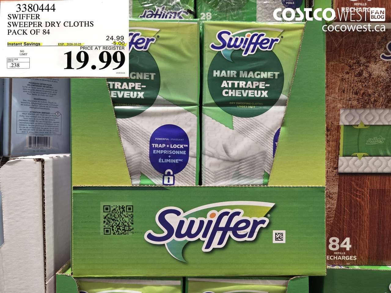 3380444 SWIFFER SWEEPER DRY CLOTHS PACK OF 84 ($5.00 INSTANT SAVINGS EXPIRES ON 2026-10-25) $19.99