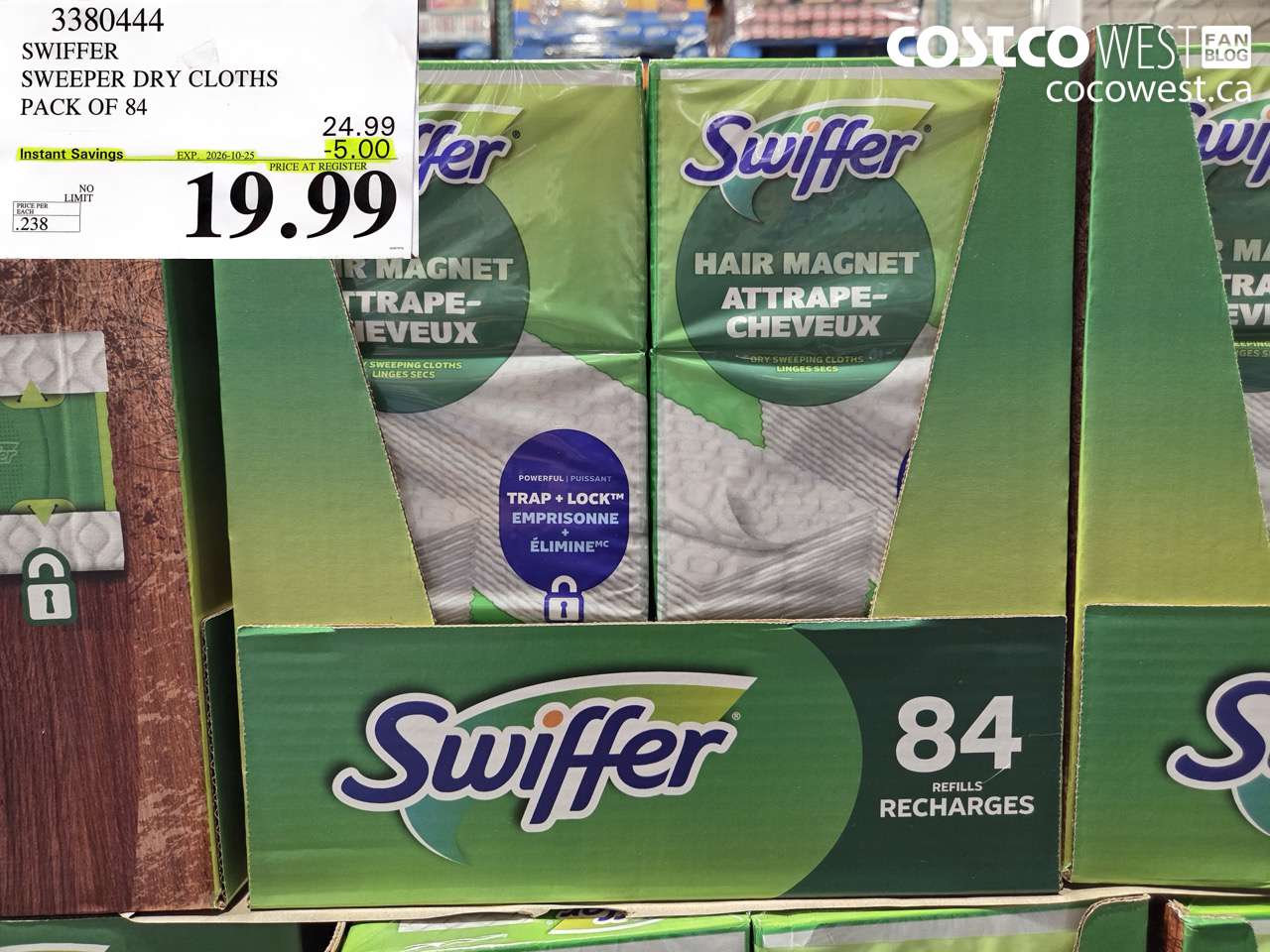 3380444 SWIFFER SWEEPER DRY CLOTHS PACK OF 84 ($5.00 INSTANT SAVINGS EXPIRES ON 2026-10-25) $19.99