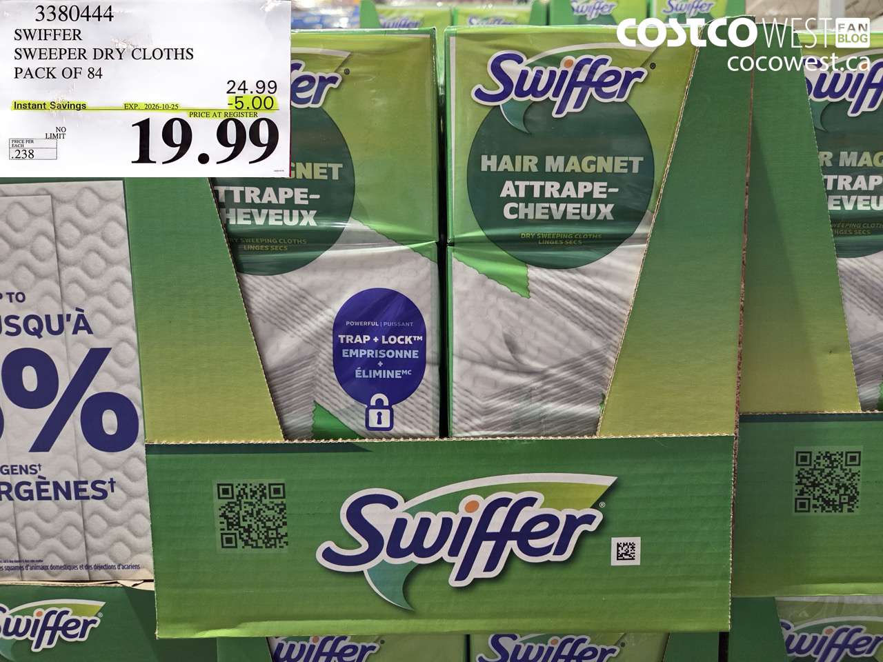 3380444 SWIFFER SWEEPER DRY CLOTHS PACK OF 84 ($5.00 INSTANT SAVINGS EXPIRES ON 2026-10-25) $19.99