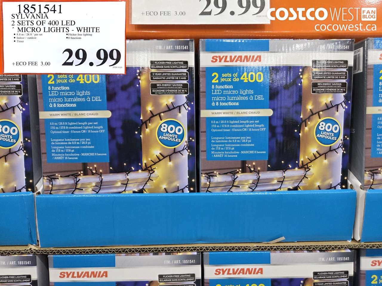 1851541 SYLVANIA 2 SETS OF 400 LED MICRO LIGHTS - WHITE $29.99