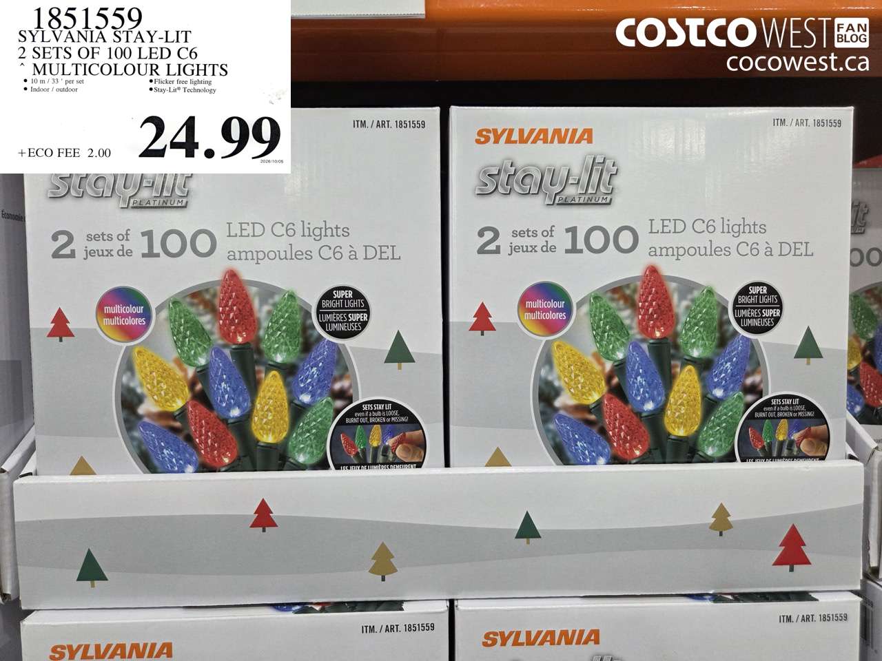 1851559 SYLVANIA STAY-LIT 2 SETS OF 100 LED C6 MULTICOLOUR LIGHTS $24.99