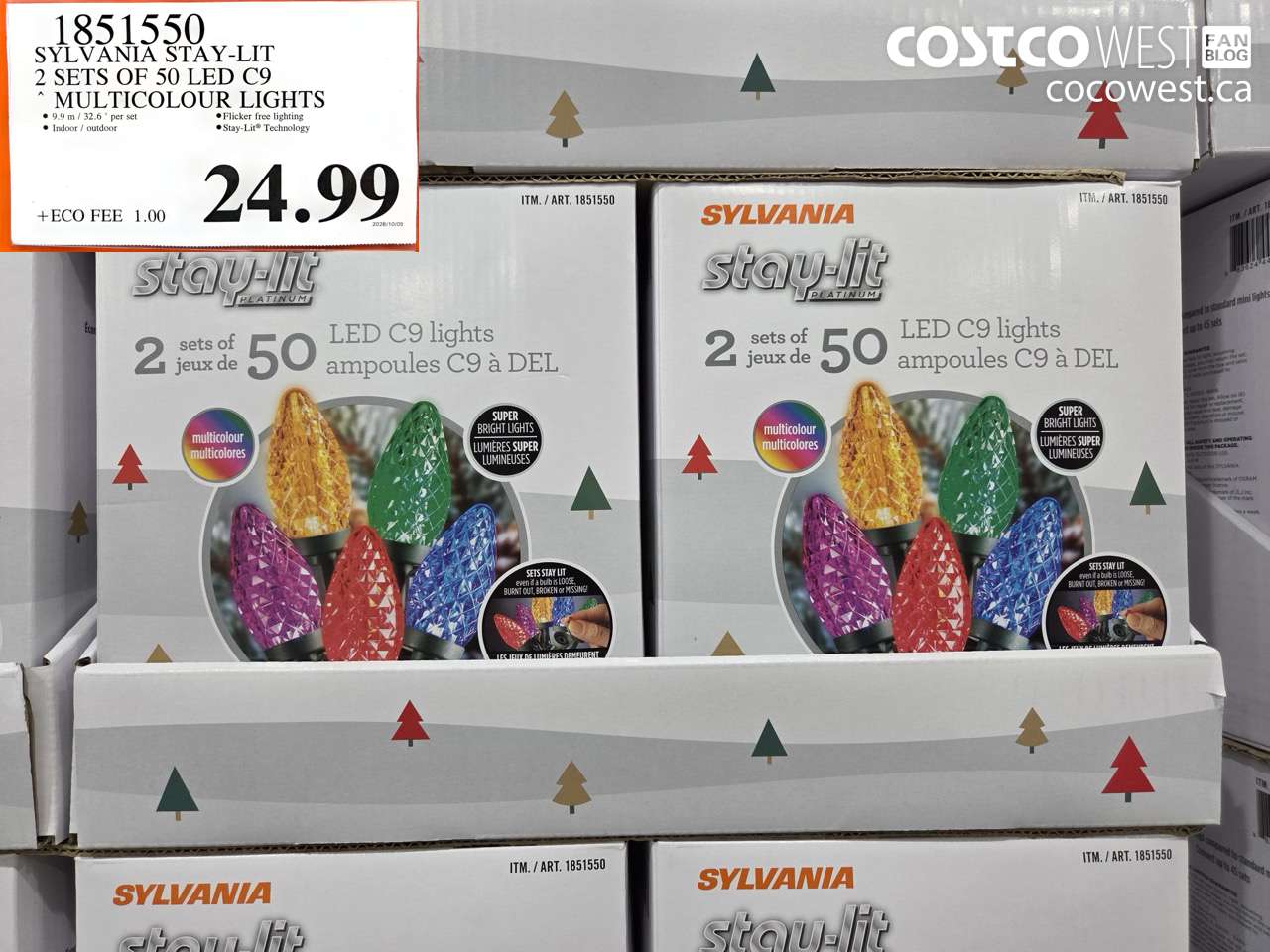1851550 SYLVANIA STAY-LIT 2 SETS OF 50 LED C9 MULTICOLOUR LIGHTS $24.99