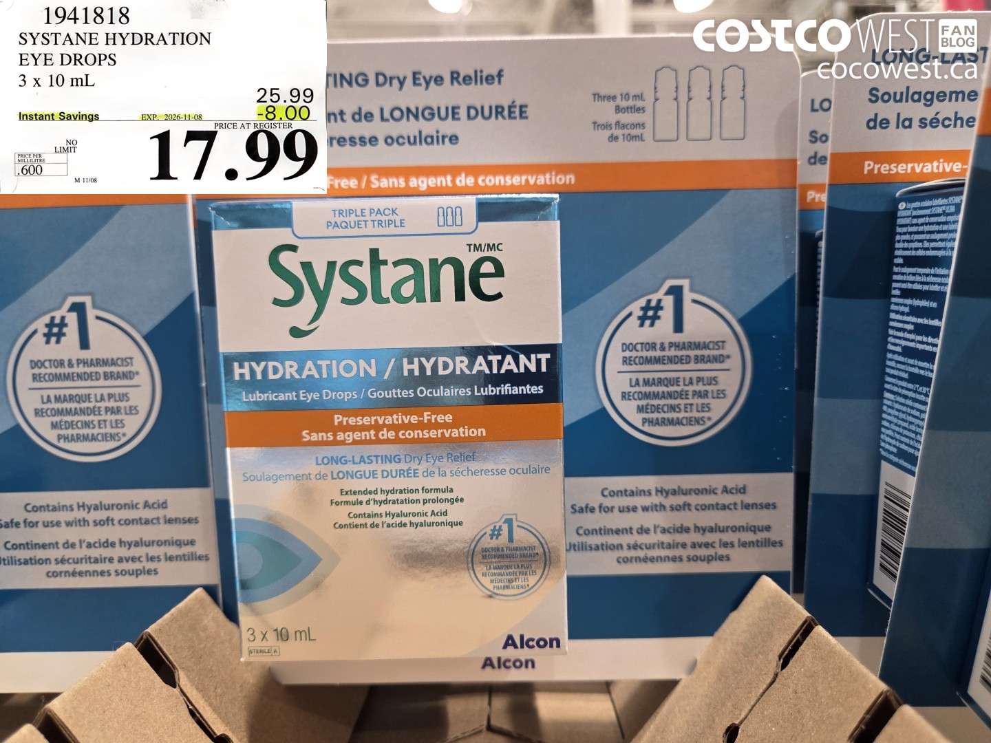 1941818 SYSTANE HYDRATION EYE DROPS 3 X 10 ML ($8.00 INSTANT SAVINGS EXPIRES ON 2026-11-08) $17.99
