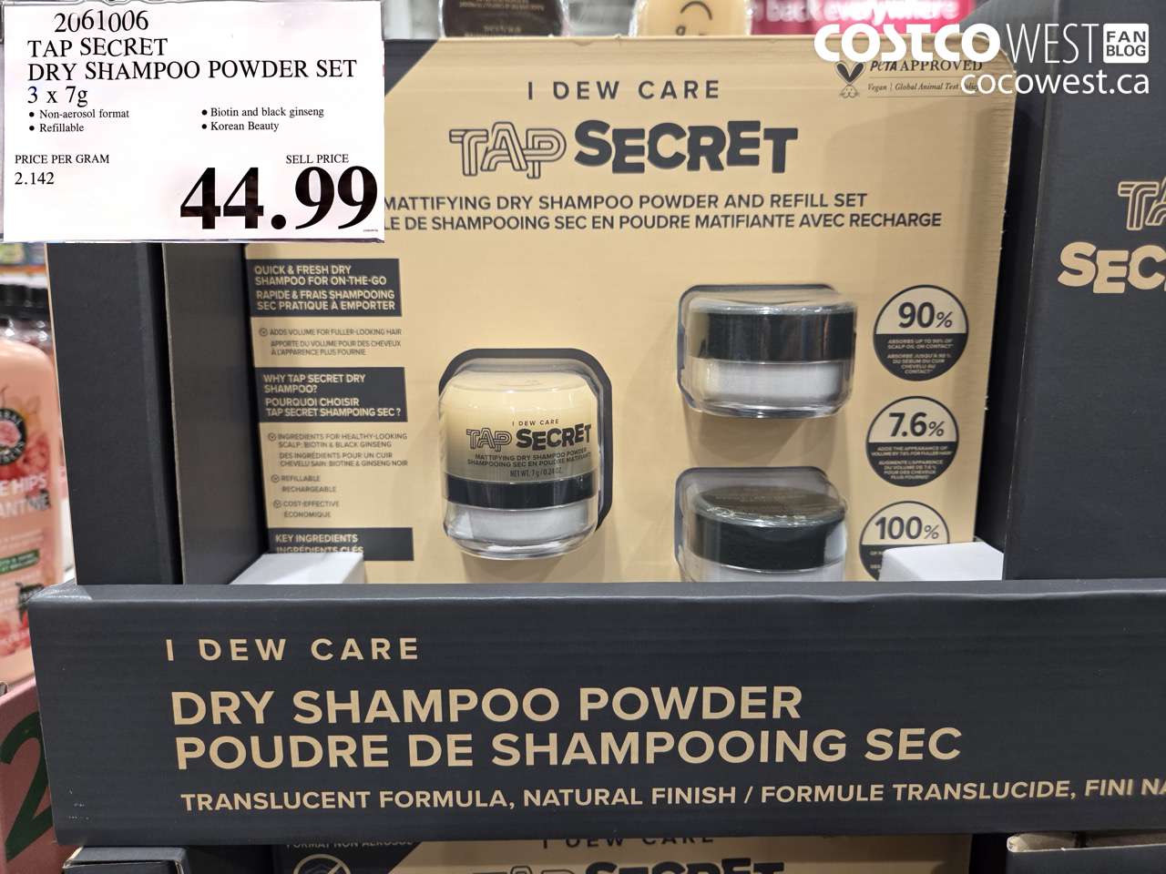 2061006 TAP SECRET DRY SHAMPOO POWDER SET 3 X 7G $44.99