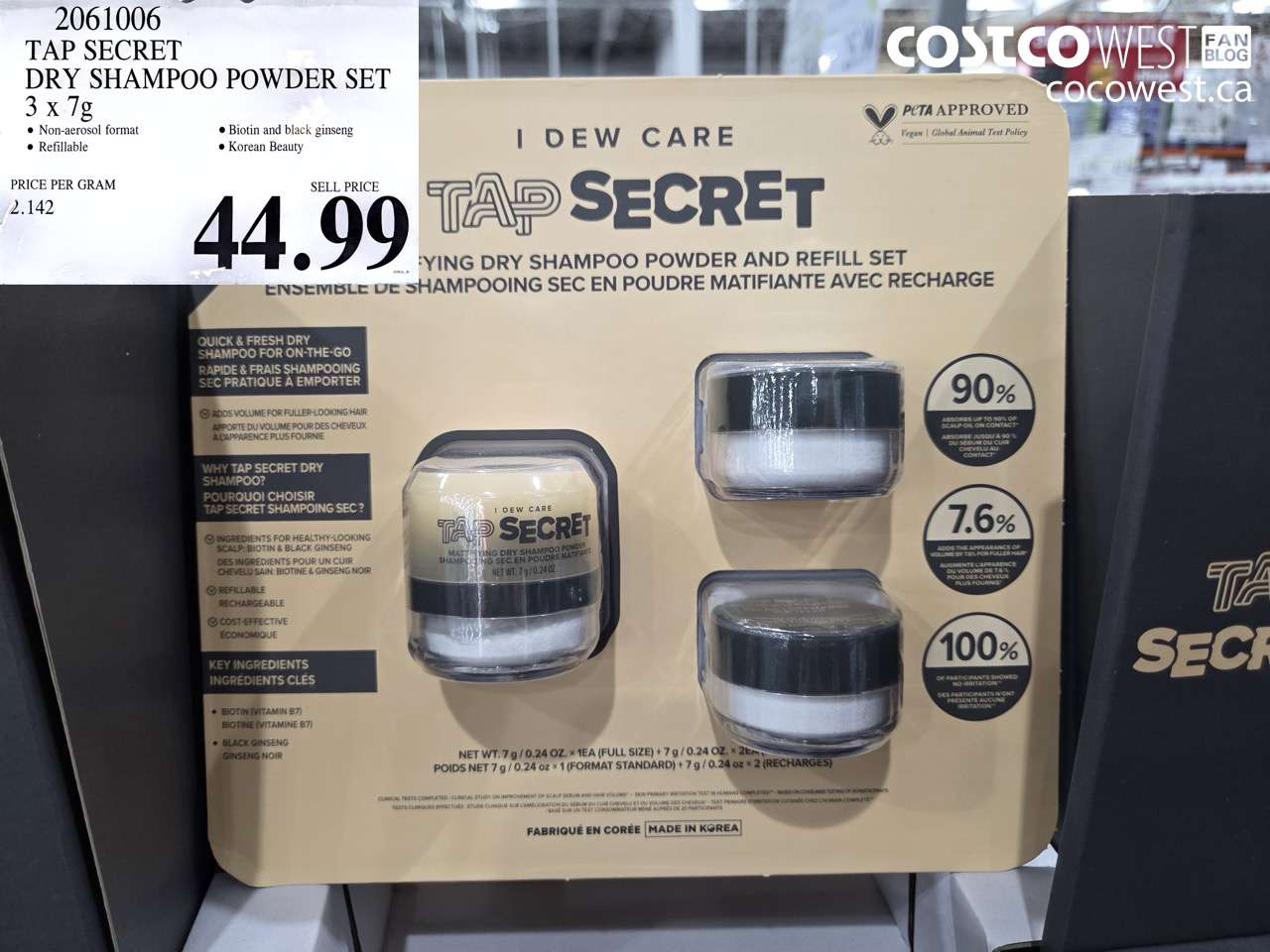 2061006 TAP SECRET DRY SHAMPOO POWDER SET 3 X 7G $44.99