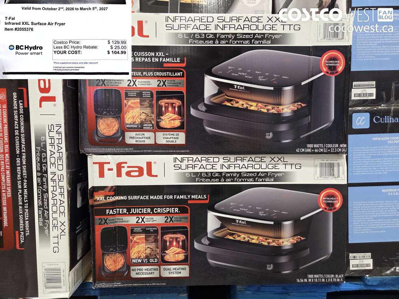 2055376 T-FAL INFRARED XXL SURFACE AIR FRYER ($25.00 INSTANT SAVINGS EXPIRES ON 2027-03-05) $104.99
