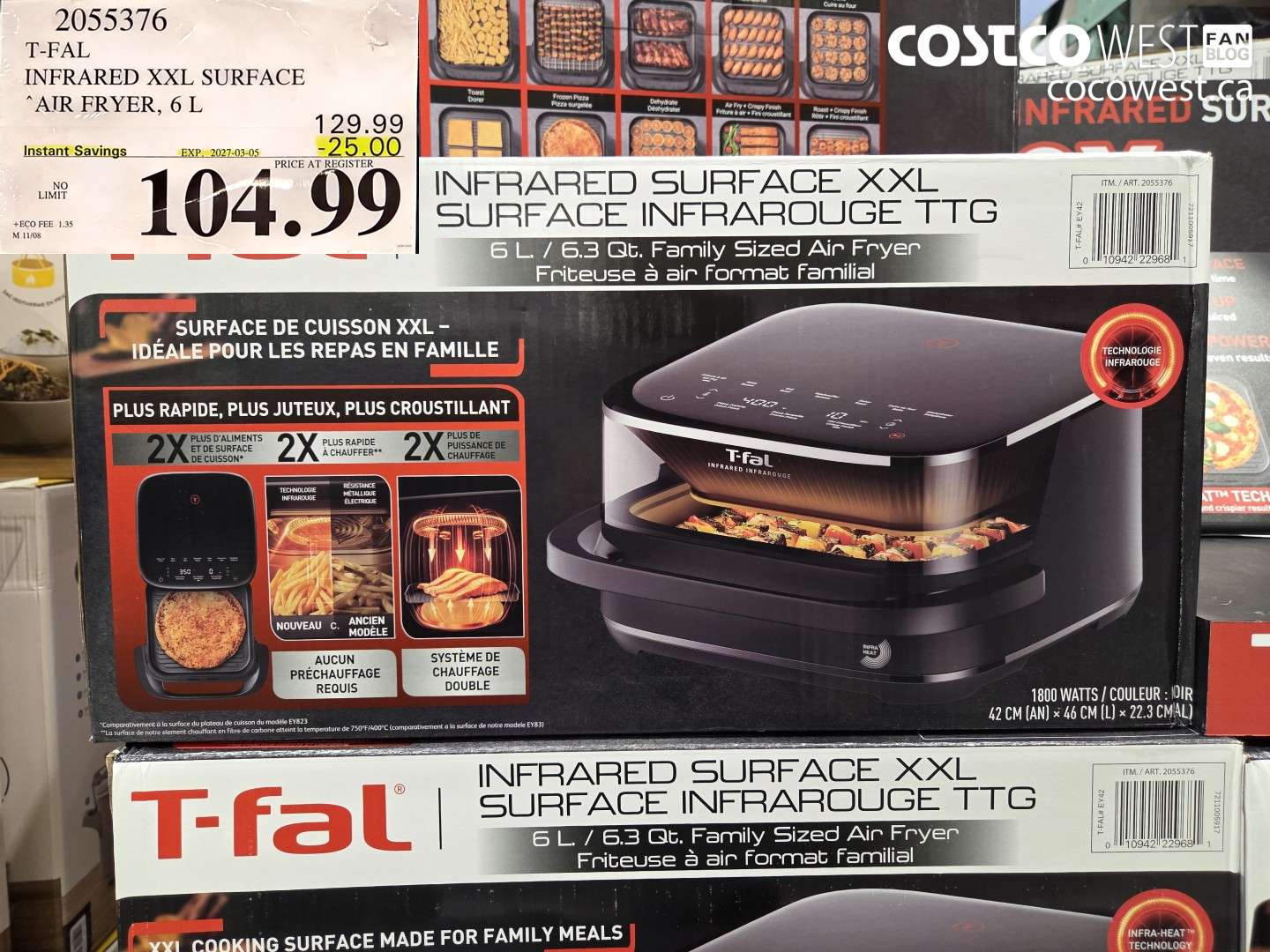 2055376 T-FAL INFRARED XXL SURFACE AIR FRYER, 6 L ($25.00 INSTANT SAVINGS EXPIRES ON 2027-03-05) $104.99