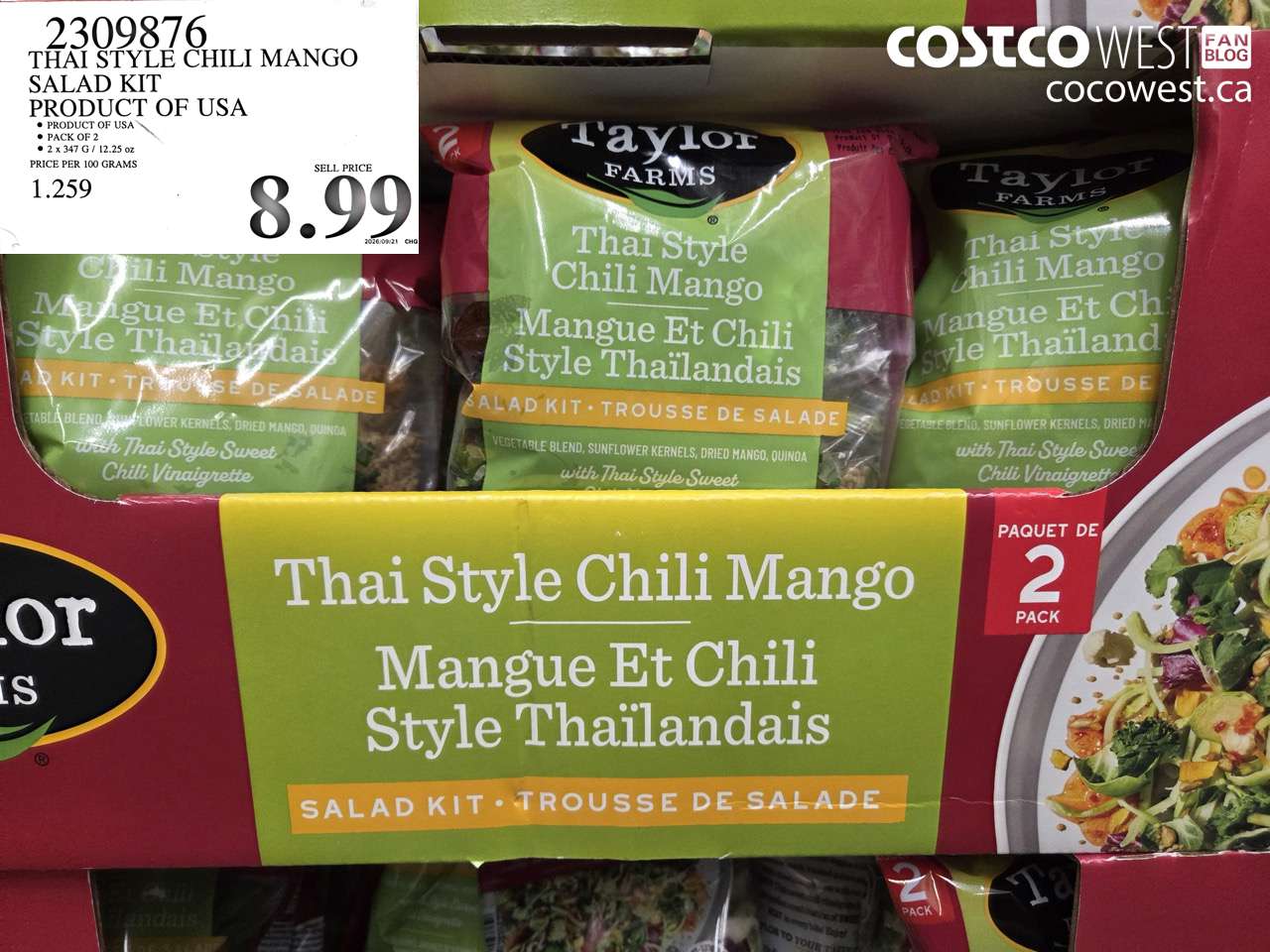 2309876 THAI STYLE CHILI MANGO SALAD KIT PRODUCT OF USA $8.99