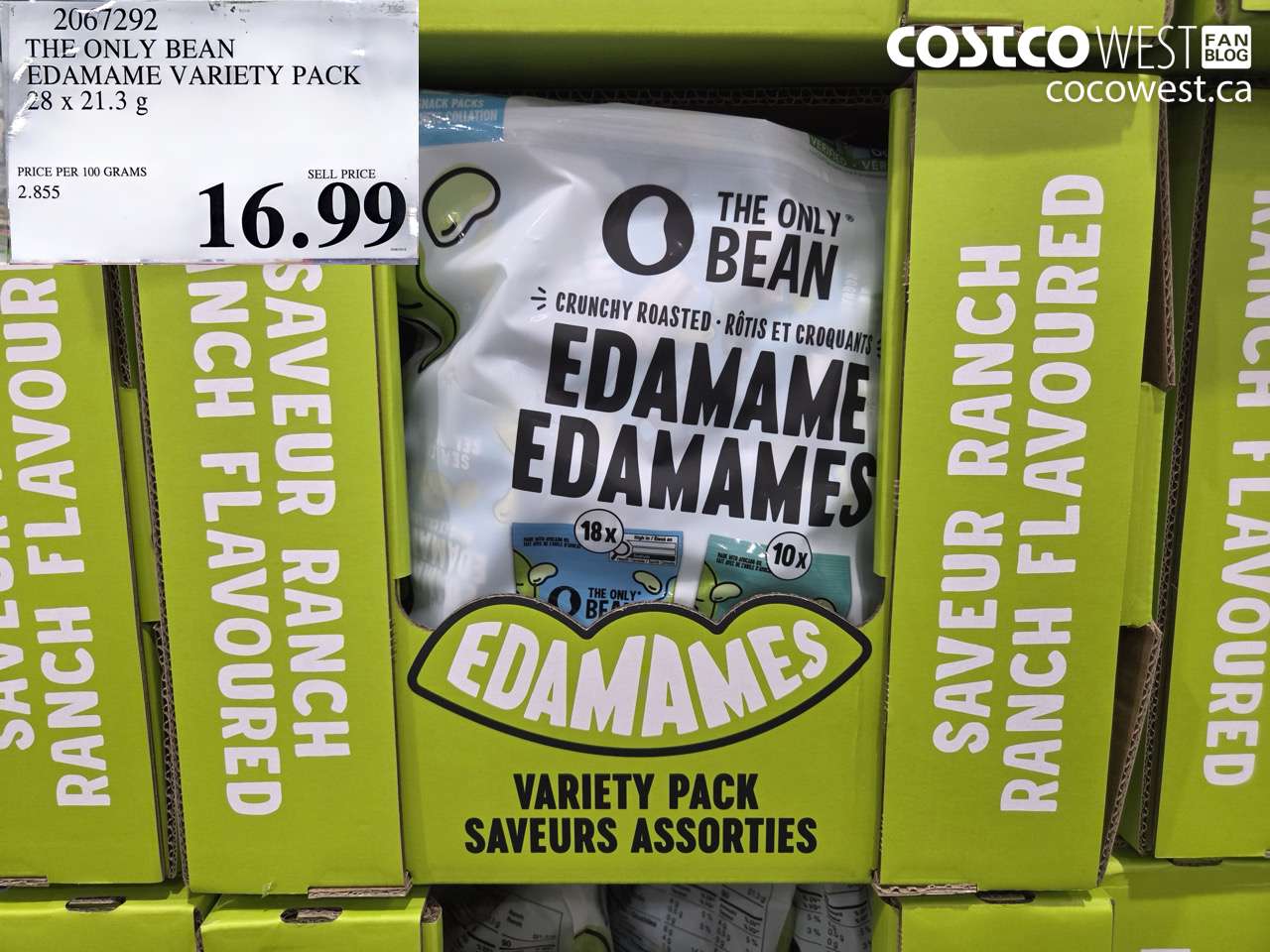 2067292 THE ONLY BEAN EDAMAME VARIETY PACK 28 X 21.3 G $16.99
