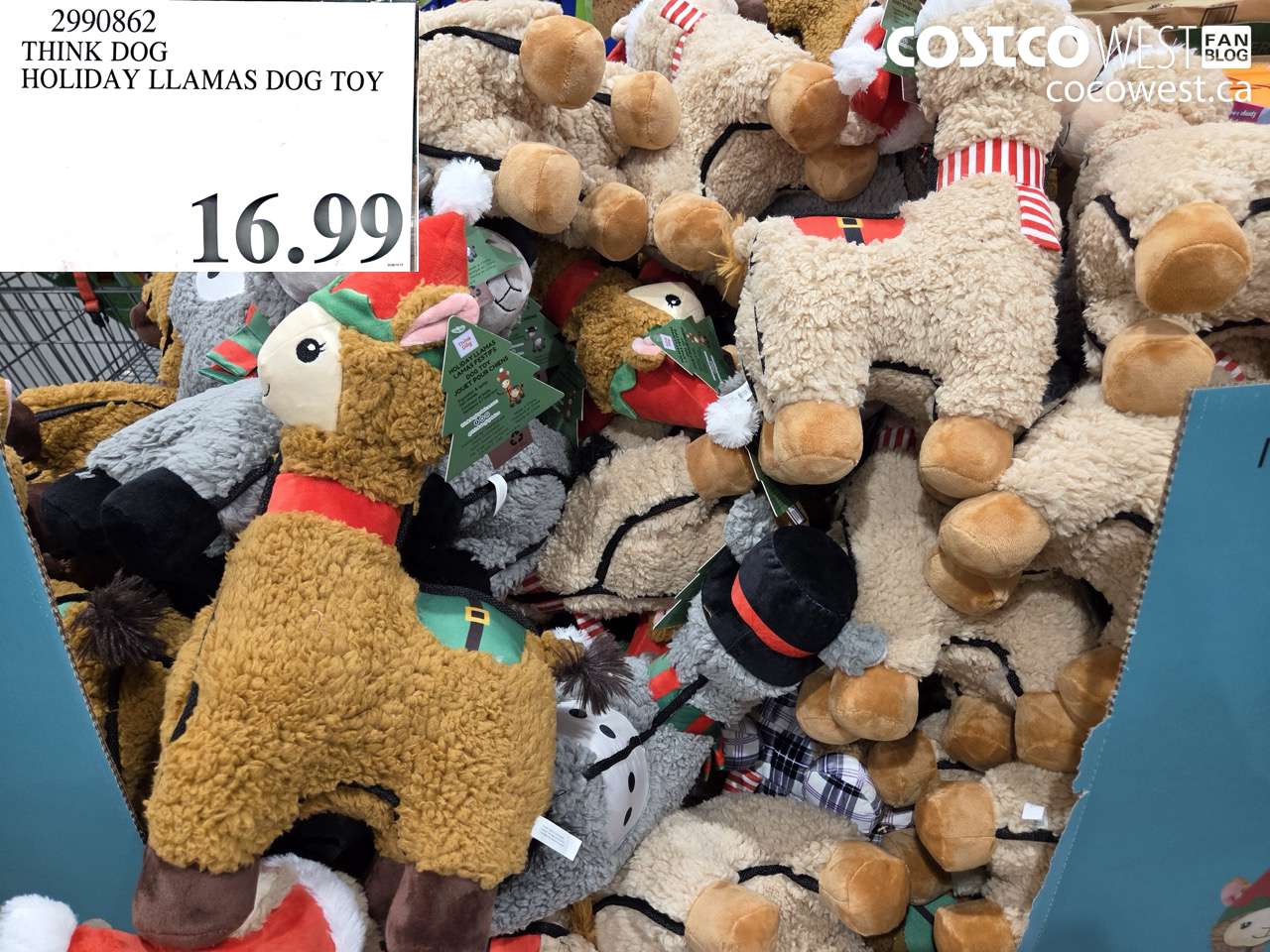 2990862 THINK DOG HOLIDAY LLAMAS DOG TOY $16.99