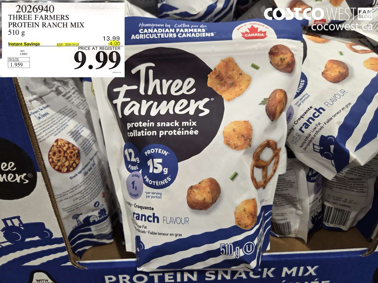 2026940 THREE FARMERS PROTEIN RANCH MIX 510 G ($4.00 INSTANT SAVINGS EXPIRES ON 2026-10-25) $9.99