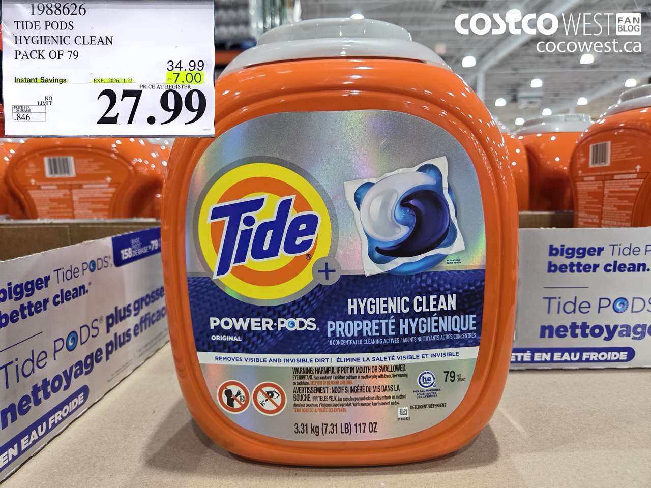 1988626 TIDE PODS HYGIENIC CLEAN PACK OF 79 ($7.00 INSTANT SAVINGS EXPIRES ON 2026-11-22) $27.99