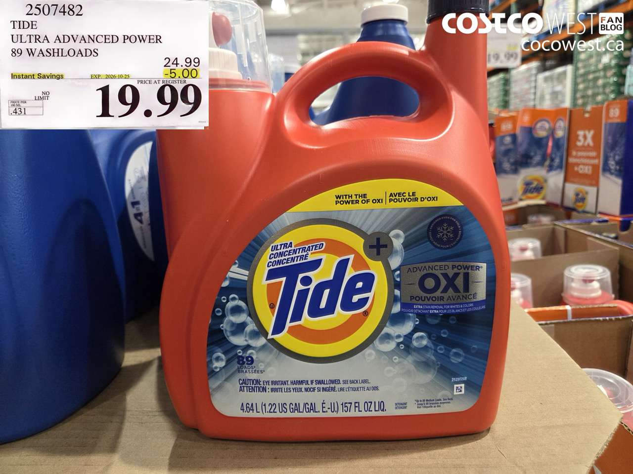 2507482 TIDE ULTRA ADVANCED POWER 89 WASHLOADS ($5.00 INSTANT SAVINGS EXPIRES ON 2026-10-25) $19.99