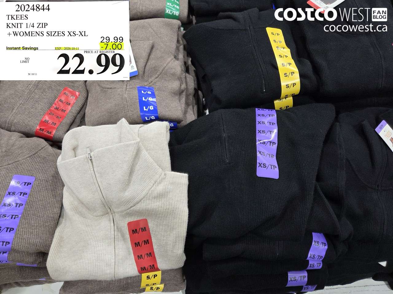 2024844 TKEES KNIT 1/4 ZIP WOMENS SIZES XS-XL ($7.00 INSTANT SAVINGS EXPIRES ON 2026-10-11) $22.99