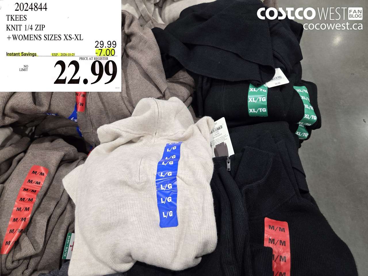 2024844 TKEES KNIT 1/4 ZIP WOMENS SIZES XS-XL ($7.00 INSTANT SAVINGS EXPIRES ON 2026-10-25) $22.99