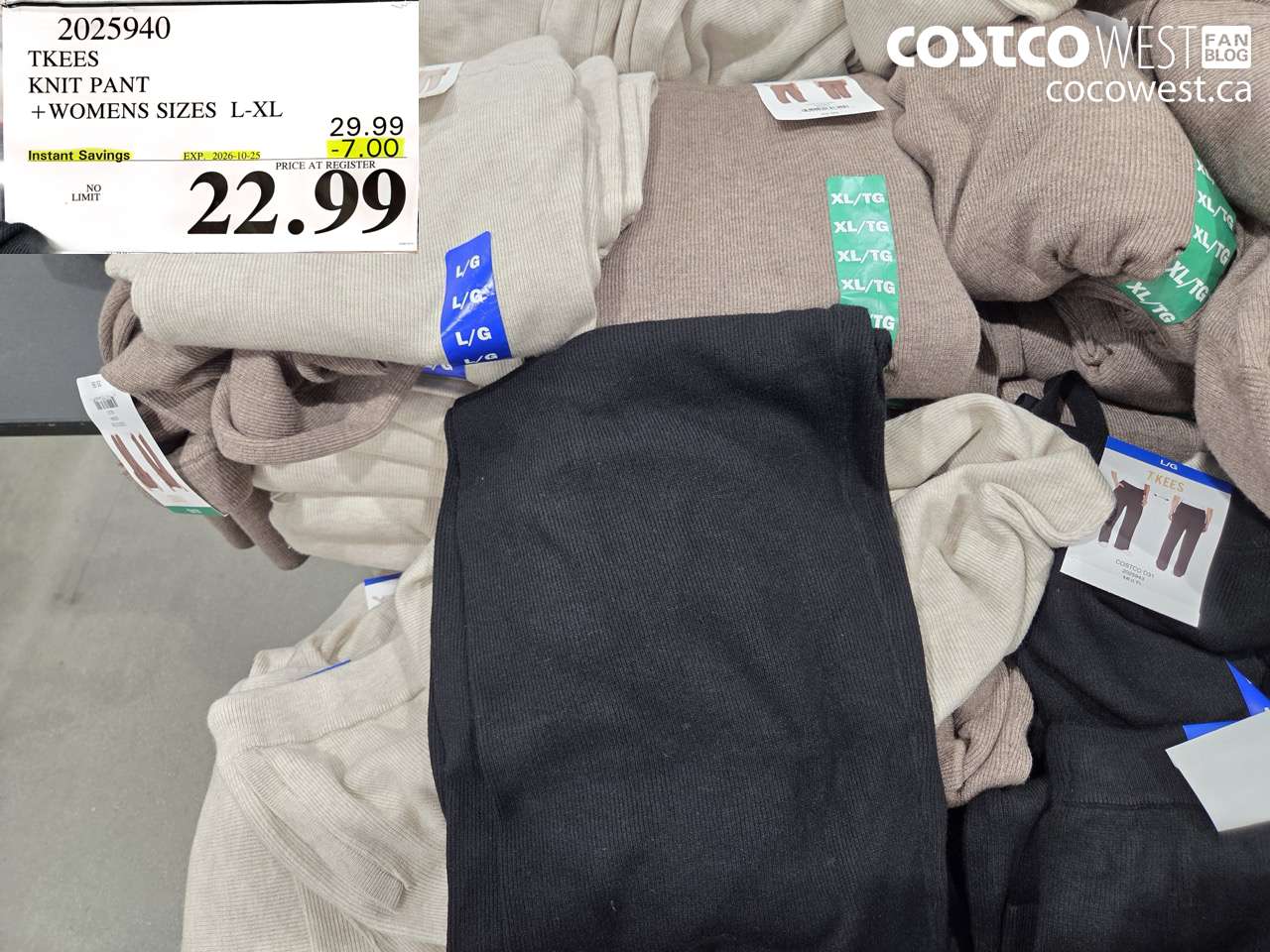 2025940 TKEES KNIT PANT WOMENS SIZES L-XL ($7.00 INSTANT SAVINGS EXPIRES ON 2026-10-25) $22.99