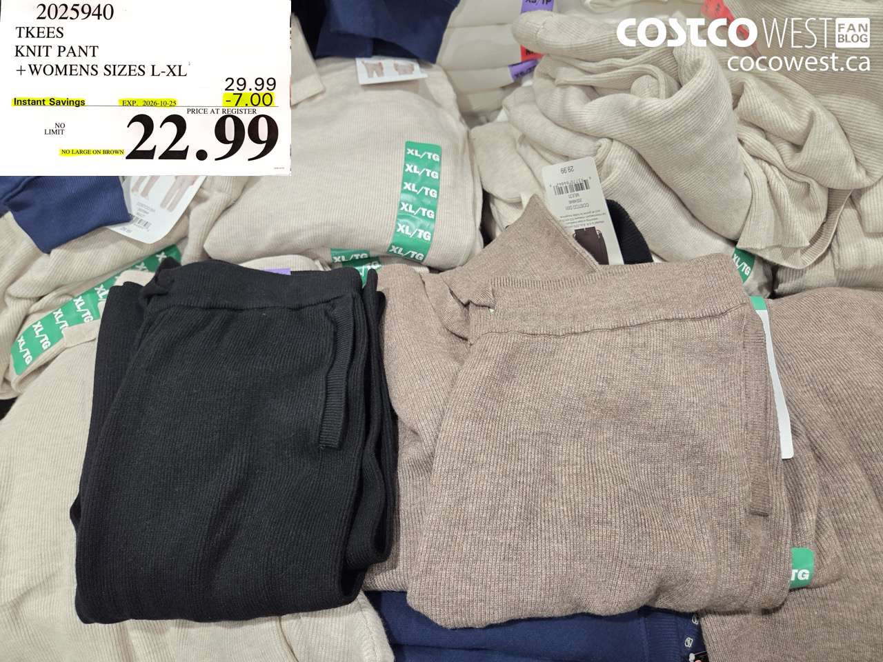 2025940 TKEES KNIT PANT WOMENS SIZES L-XL ($7.00 INSTANT SAVINGS EXPIRES ON 2026-10-25) $22.99