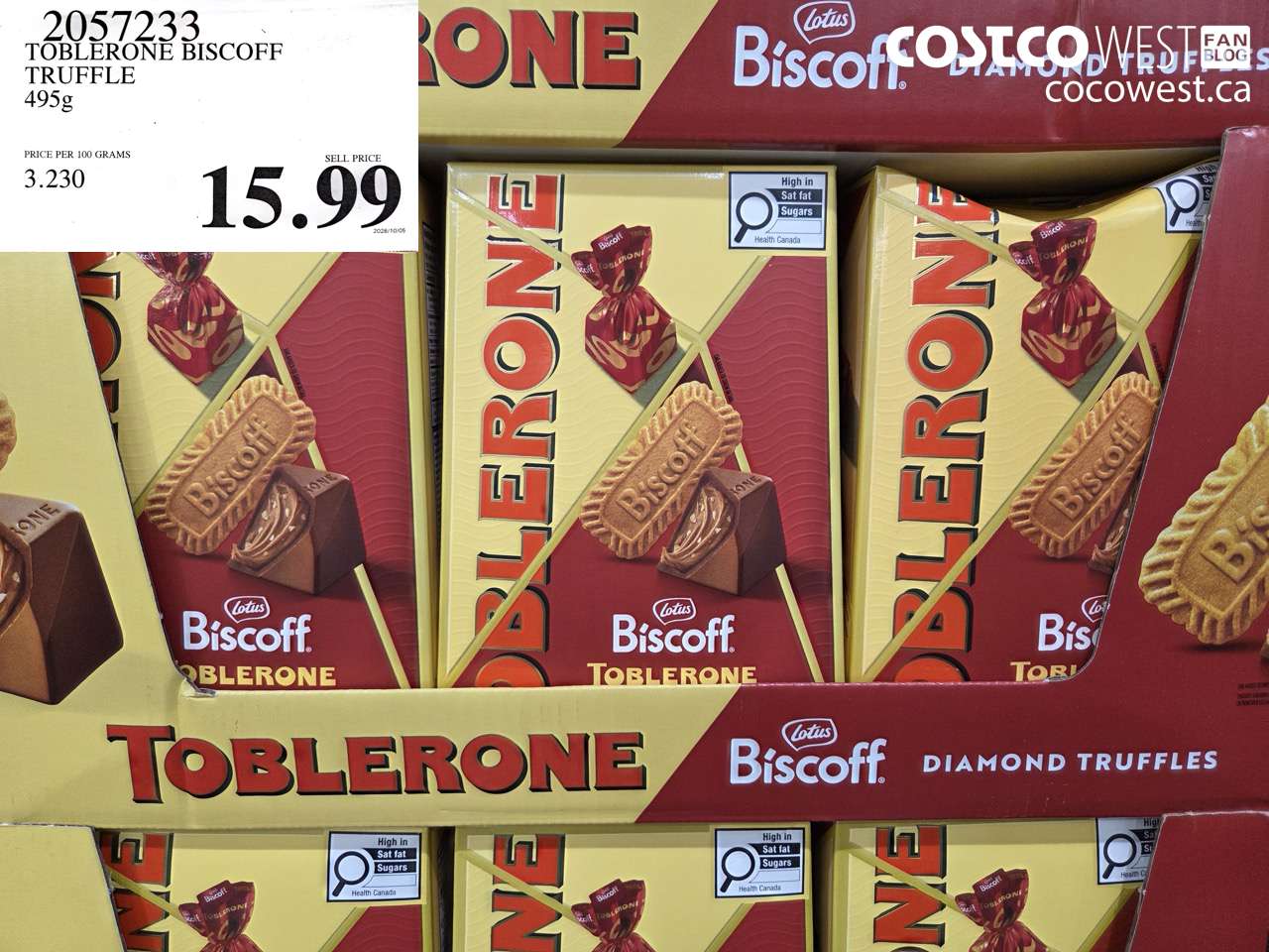 2057233 TOBLERONE BISCOFF TRUFFLE 495G $15.99
