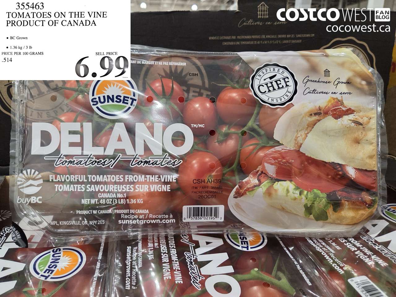 355463 TOMATOES ON THE VINE PRODUCT OF CANADA $6.99