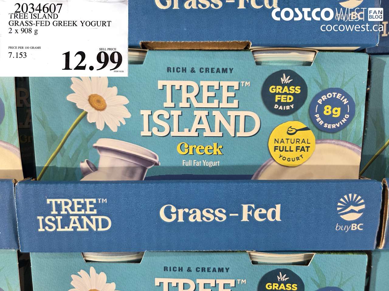 2034607 TREE ISLAND GRASS-FED GREEK YOGURT 2 X 908 G $12.99