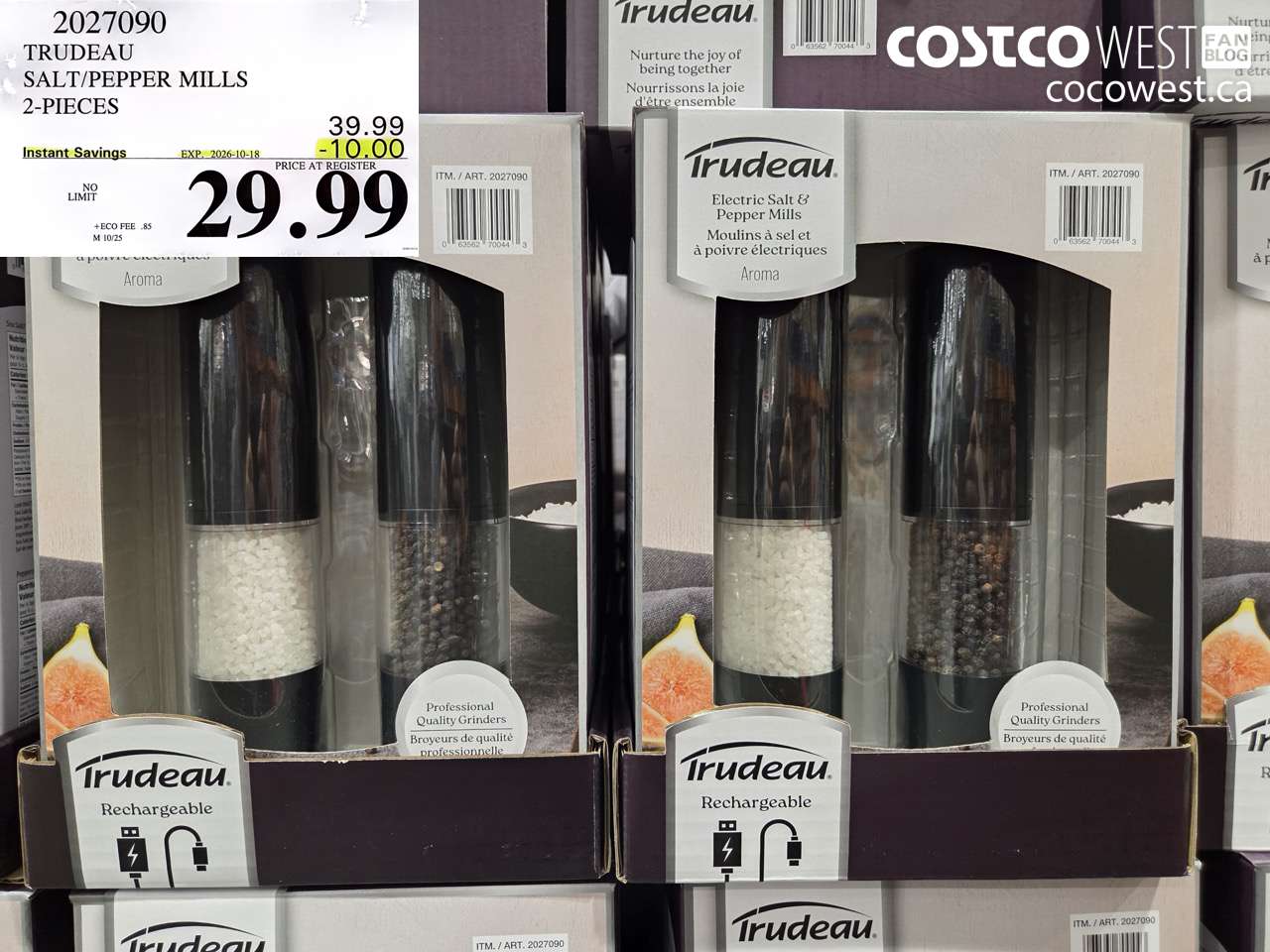 2027090 TRUDEAU SALT/PEPPER MILLS 2-PIECES ($10.00 INSTANT SAVINGS EXPIRES ON 2026-10-18) $29.99